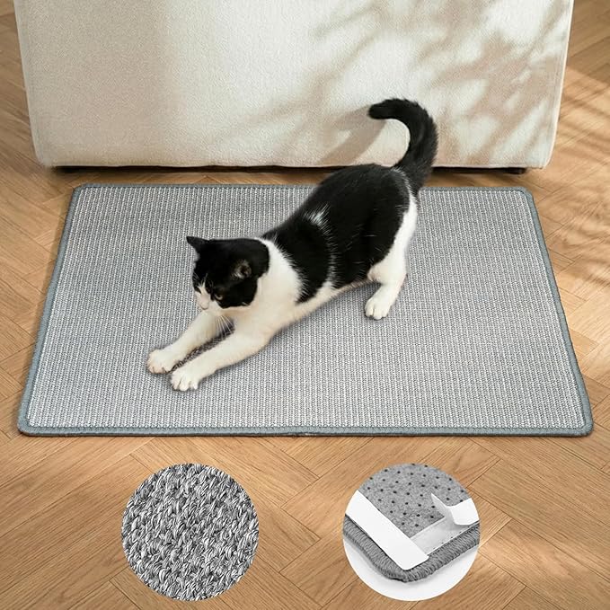 Conlun Cat Scratcher Mat,Natural Sisal Cat Scratch Pad,Horizontal Floor Cat Scratching Pads Rug for Indoor Cats Grinding Claws Nails,Cat Furniture Protector for Couch & Carpets & Sofas | High-density Sisal Cat Scratching Pad Rug, No Fraying, Mess-free,...