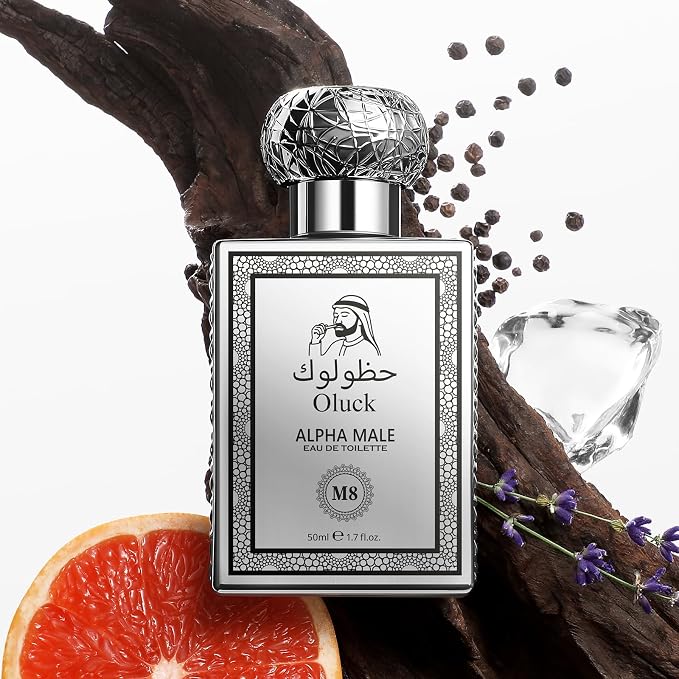 Oluck Alpha Male M8 Men's Cologne 50ml Eau de Toilette – Fresh Spicy Woody Fragrance for Men with Grapefruit, Ginger, Lavender, Amber & Vetiver, Long Lasting Mens Perfume, Fragrance Gift for Men