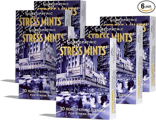 Stress Mints (6 Pack) | Homeopathic Lozenges to Aid Stress & Digestion, Organic Peppermint Flavor, Vegan & Gluten-Free, Non-Habit Forming