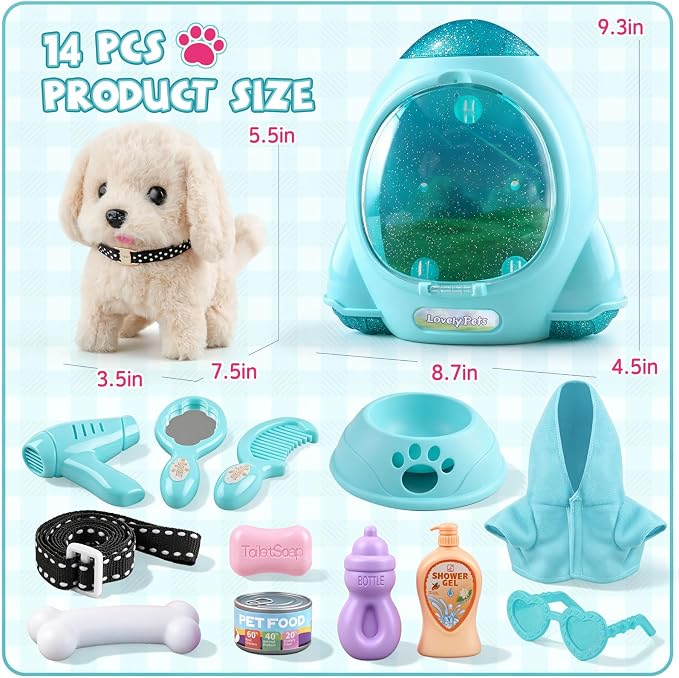 Dog Toys for Kids Girls Age 3-6, Walking&Barking Puppy Toys with Backpack