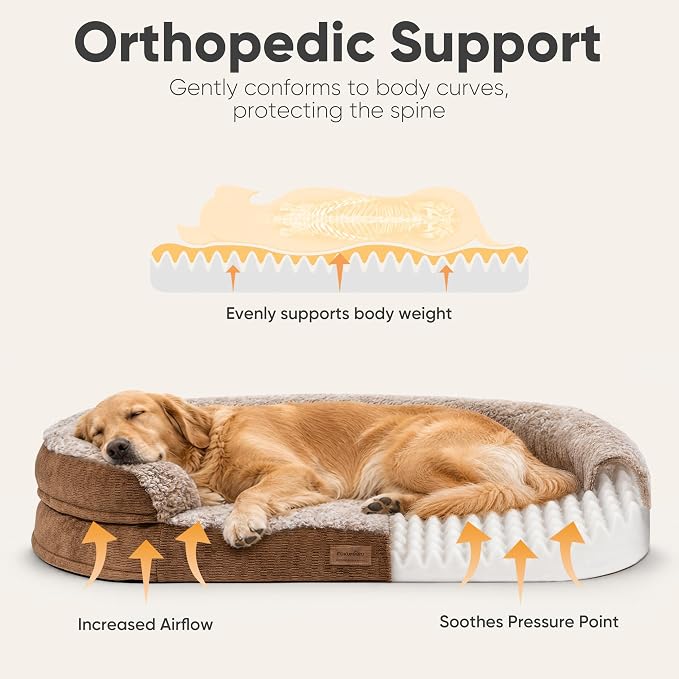 FUKUMARU X-Large Thickened Dog Couch Bed, Orthopedic, Waterproof & Washable | Heavy Duty Dog Sofa with 4" Extra-Thick Egg-Crate Foam, Relieves Joint Pressure, Fully Removable, Fits Extra-Large Dogs