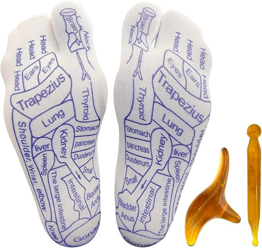 BIRDDIE Acupressure Reflexology Socks Physiotherapy Massage Relieve Tired Feet Reflexology Socks with Massage Tools for Women and Men (Men)