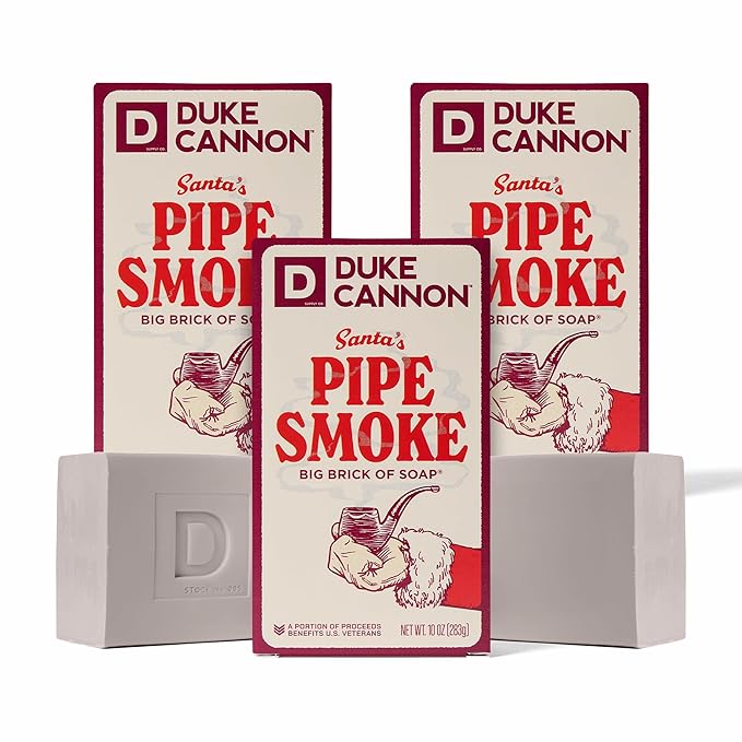 Duke Cannon Holiday Limited-Edition Santa's Pipe Smoke Big Brick of Soap - 10oz Bar, Triple Milled, Supports U.S. Veterans