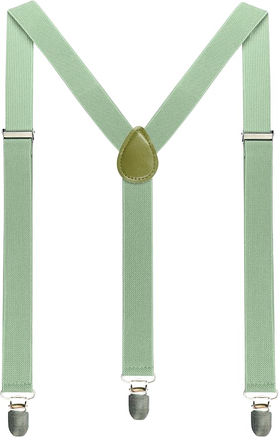 JEMYGINS Solid Color Mens Suspender with 3 Strong Clips Adjustable Braces