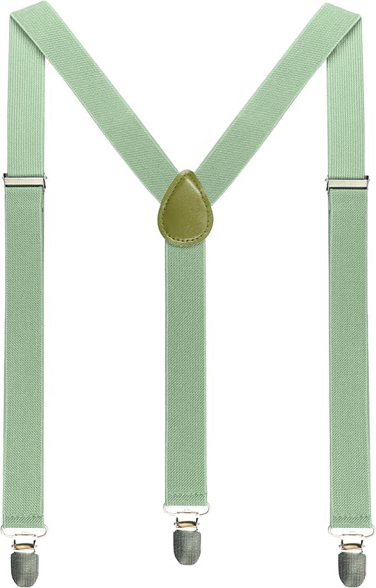 JEMYGINS Solid Color Mens Suspender with 3 Strong Clips Adjustable Braces