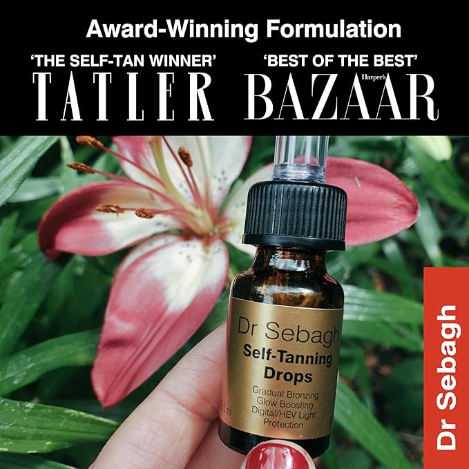 Dr Sebagh Self-Tanning Drops (0.17 fl oz) - Customizable Self Tanner Drops for Face - Streak-Free, Scent-Free Face Tan Drops - Natural Golden Glow Sunless Tanning Drops for Radiant Skin