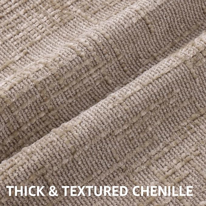decorUhome Textured Chenille Throw Pillow Covers 16x16 Set of 2 Oatmeal | Fall Modern Farmhouse Soft Cozy Slubby Couch Pillow Cases Boho Decorative Pillow Cases for Bed Sofa Living Room Home Decor