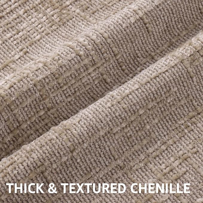 decorUhome Textured Chenille Throw Pillow Covers 12x20 Set of 2 Oatmeal | Fall Modern Farmhouse Soft Cozy Slubby Couch Pillow Cases Boho Decorative Pillow Cases for Bed Sofa Living Room Home Decor