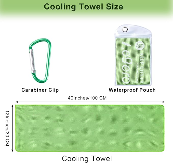 Aegero 4 Pack Cooling Towel (40"x12"), Cooling Neck Wraps,Soft Breathable Chilly Towel, IceTowel, Microfiber Towels for Yoga, Sport, RunninGym, Camping, Fitness, Workout & More Activities(Multicolor9)