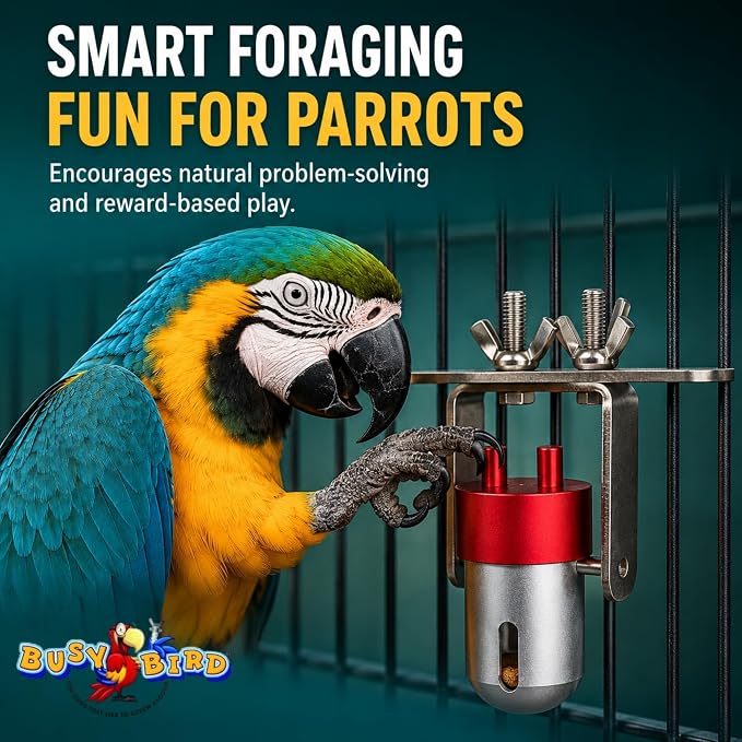 Bird Toys (Goodie Gadget) Treat Dispenser | Parrot Foraging | Bird Puzzle Feeder | Large Bird Toys | Durable Cage Accessory to Promote Natural Foraging Behavior for Parrots, Cockatiel, Parakeets