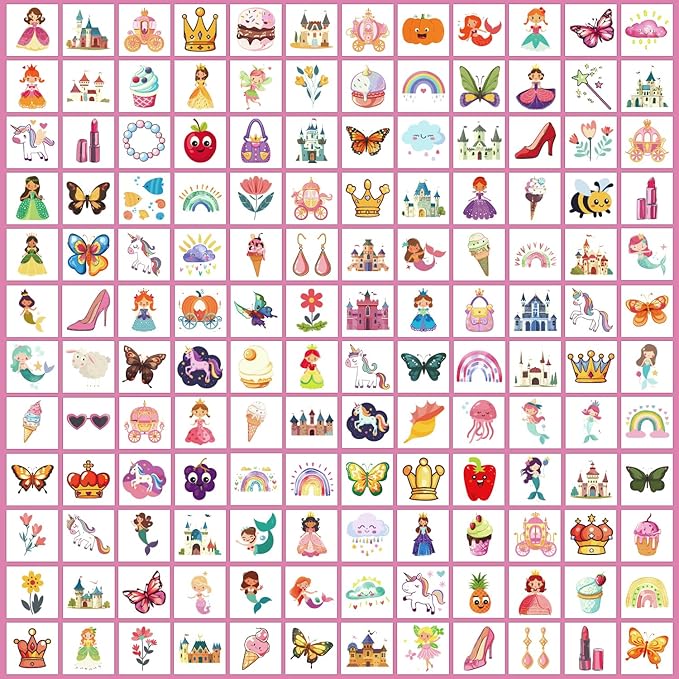 Partywind 408 PCS Kids Tattoos for Party Supplies, Individually Wrapped Sheet Temporary Tattoos Stickers for Kids Goodie Bag Stuffers, Fun Birthday Party Favors - Sweet