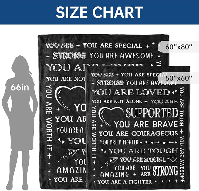 Gifts for Women or Men- Inspirational Get Well Soon Blanket | Thinking of You Gift for Grandpa Dad Brother Friend, Feel Better After Surgery Present for Sick Men, 80'' x 60''