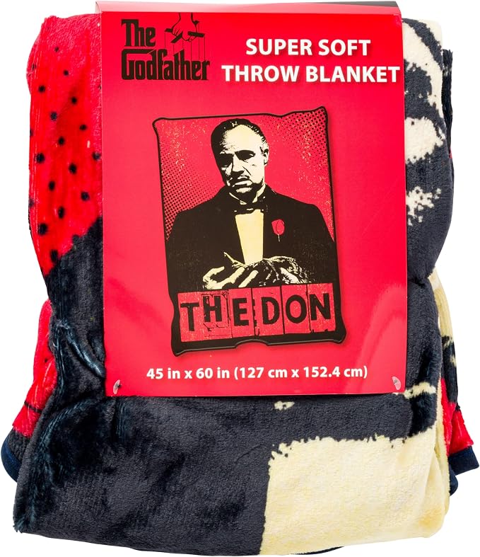 Silver Buffalo The Godfather Don Vito Corleone, Fleece Throw Blanket, 45x60in | Soft Polyester, 185 GSM, 114 x 152 cm, Black