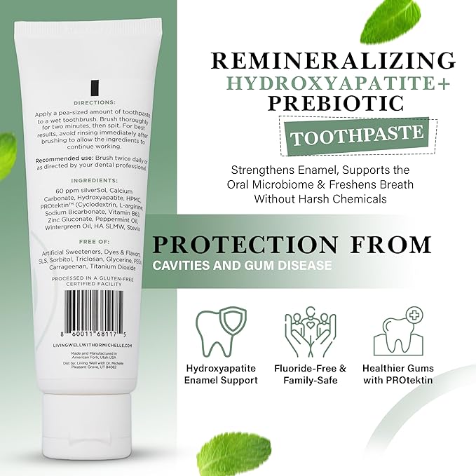 Remineralizing Oral Care Bundle – Mint Toothpaste + Alcohol-Free Mint Mouthwash | Hydroxyapatite & Colloidal Silver | Fluoride-Free, Dentist-Developed | Supports Enamel, Gum Health & Oral Microbiome