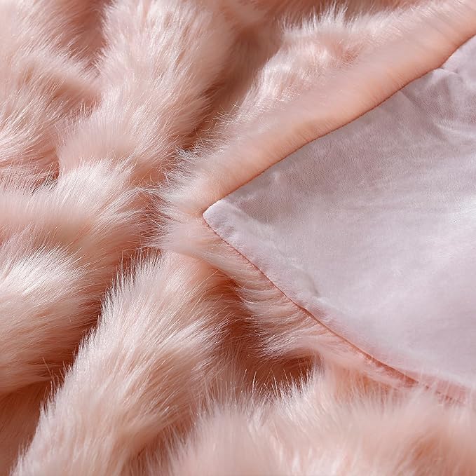 HORIMOTE HOME Pink Faux Fur Throw Blanket, Long Pile Light Pink Fur Blanket, Super Warm, Soft, Cozy, Fuzzy, Fluffy Throws for Couch Bed Sofa, Aesthetic Home Room Decor Throw, 60" x 80"