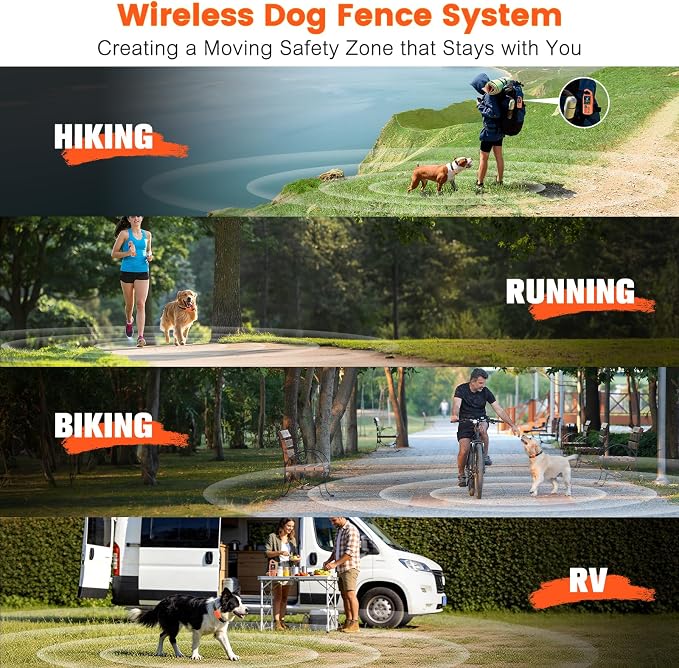 Wireless Dog Fence for 2 Dogs, Wireless Fence System Remote Training Collar