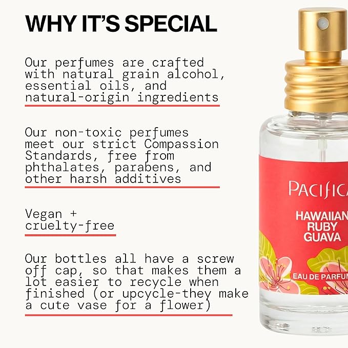 Pacifica Hawaiian Ruby Guava Spray Perfume - Vegan, Cruelty-Free Personal Fragrance with Essential Oils