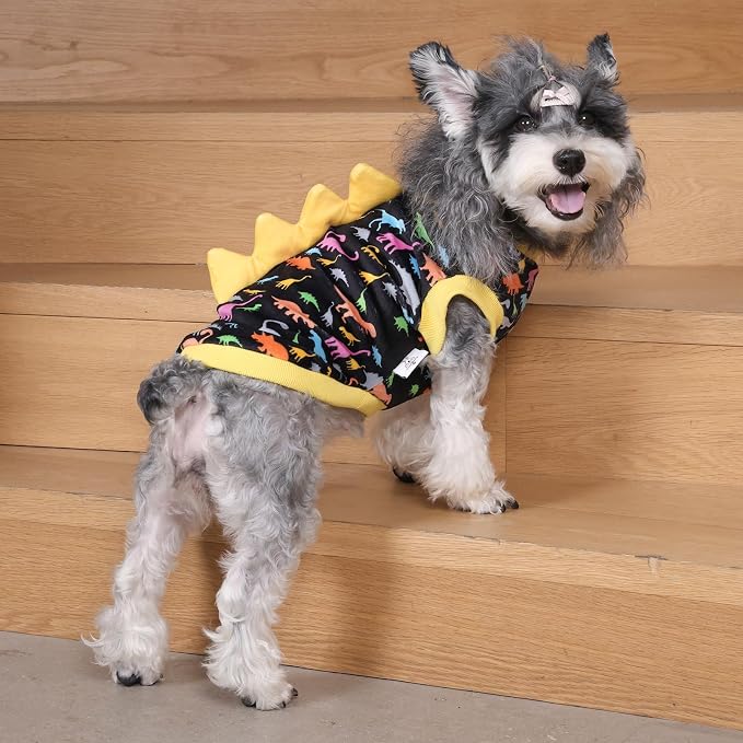 CuteBone Dinosaur Costume Dog Shirt, Stretchy Velvet T-Shirt Clothes for Small Dogs, Soft & Breathable Pet Tee Outfit Cat Apparel for Daily Wear, Cozy Pullover Design Puppy Fashion COSBX01M