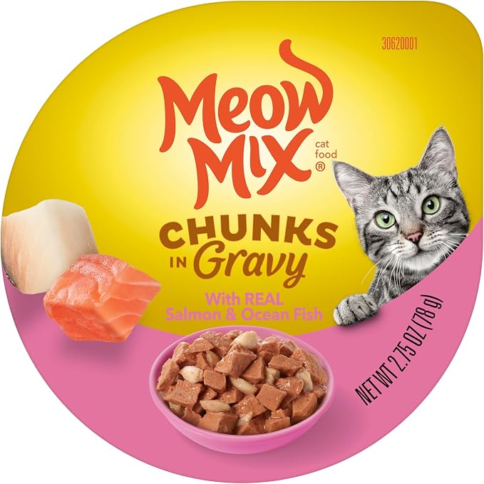 Meow Mix Seafood Favorites Chunks in Gravy Wet Cat Food Variety Pack, 2.75 Ounce (Pack of 48)