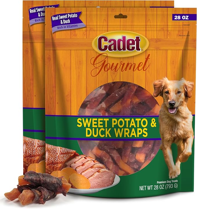 Cadet Gourmet Sweet Potato & Chicken Wraps Limited-Ingredient Dog Chews, Healthy and Natural Training Treats for Small and Large Dogs, 56 Ounce