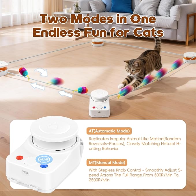 Interactive Cat Toy for Indoor Cat,Automatic Treadmill for Exercise | Automatic Moving Cat Chase Toy with Auto/Manual Control for Indoor Exercise, Mental Stimulation, for Cats and Kittens.(H1K3)