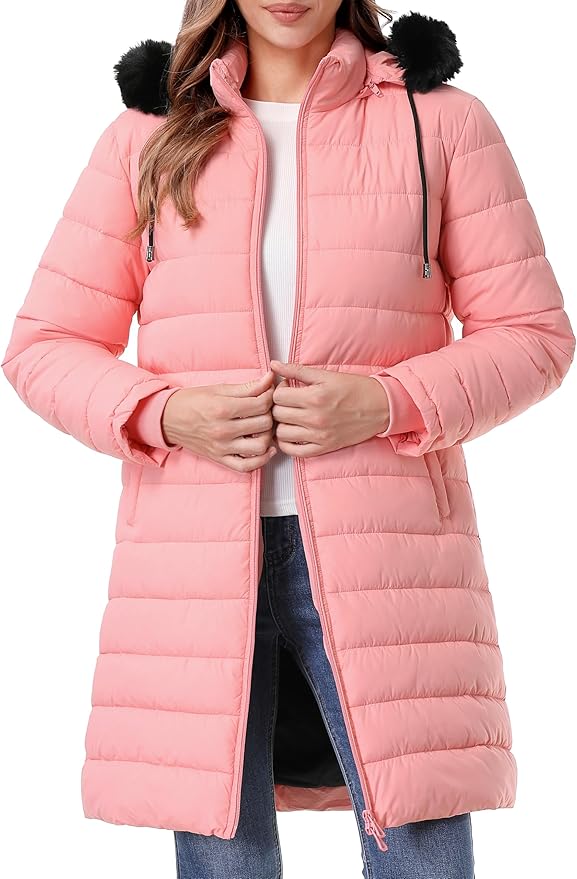GOLDLADIES Women's Waterproof Long Down Jacket,Warm Winter Hooded Puffer Coat Thickened for Hiking Outdoor