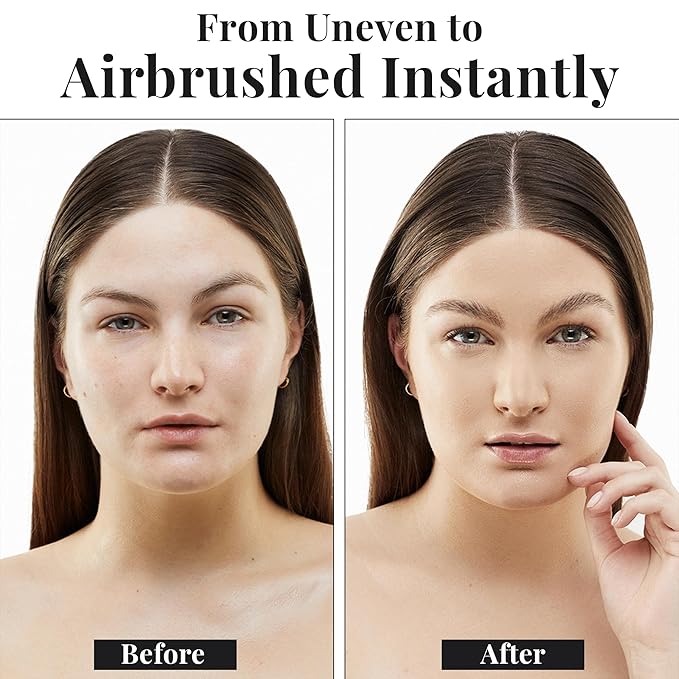 Jerome Alexander MagicMinerals AirBrush Foundation – 2 Piece Set with Airbrush Foundation and Kabuki Brush - Spray Makeup with Anti-aging Ingredients for Smooth Radiant Skin - Warm Beige