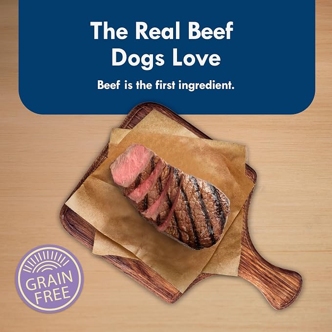 Blue Buffalo Delights Porterhouse Small Breed Wet Dog Food, 3.5 oz, 12 ct | Adult Formula, Grain-Free, Pate Style, Real Beef First, in Savory Juice, No Corn, Wheat, or Soy