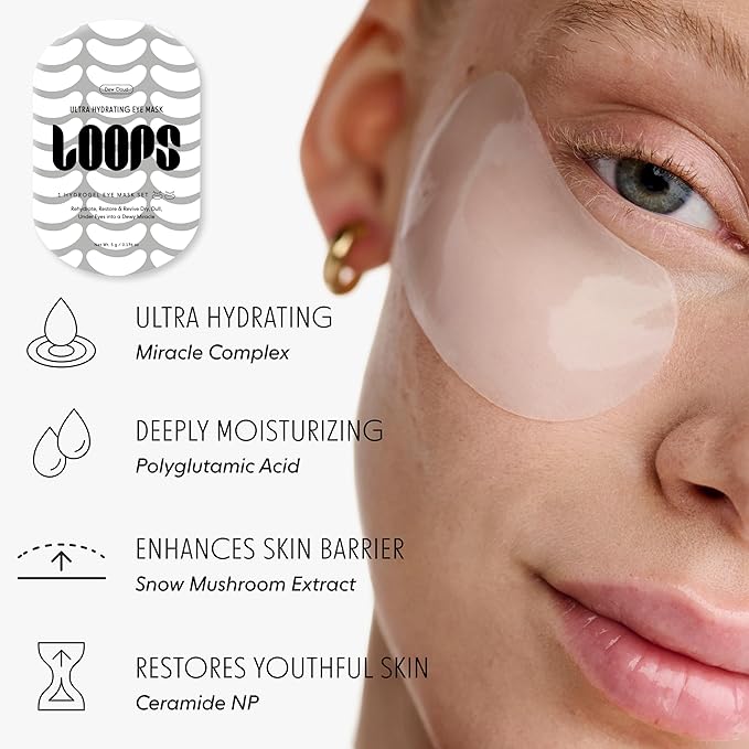 LOOPS Bright Eyes Trio Hydrating Eye Masks - Pack of 3 - Hyper Eyes, Weekly Reset, Dew Cloud - Hydrate, Rejuvinate, and Restore Dark Circles and Tired Eyes