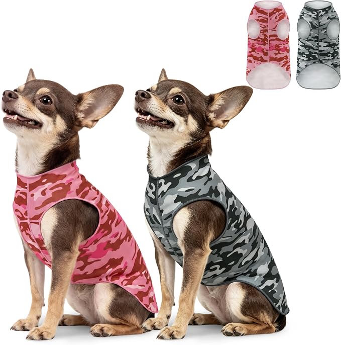 YUDODO 2 Pack Dog Shirts, Lightweight Stretchy Dog Tank Tops, Soft Pet Vest | Skin-Friendly, Breathable, Sleeveless, All Season Dog Clothes, For Small Medium Dogs, Pink+Gray, S