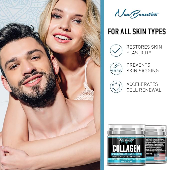 Neubeautics Collagen Cream For Face - Anti Aging Night Women Made In USA Wrinkle With Retinol Hyaluronic Acid Firming & Hydrating Effect Facial Cream, 50 ml (Neubeautics)