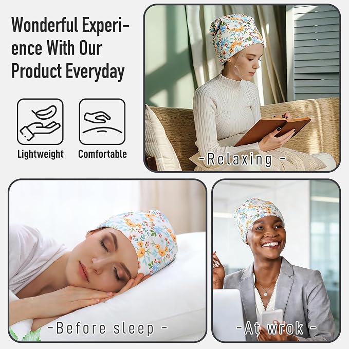 Castor Oil Pack Wrap for Head, Reusable Castor Oil Pack Wrap Organic Cotton for Women Sleeping，Castor Oil Pack Kit for Thinning, Balding, Dry and Damaged Hair(Oil Not Included) L