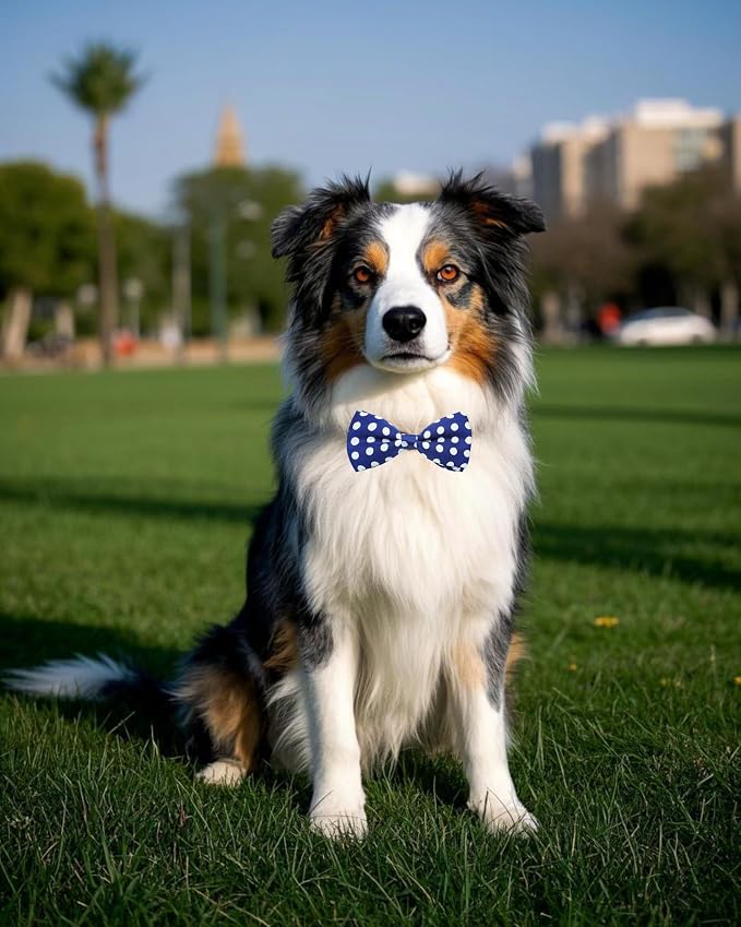 PET SHOW 5 Pack Plaid Dog Bowties for Large Dogs Slide on Collar
