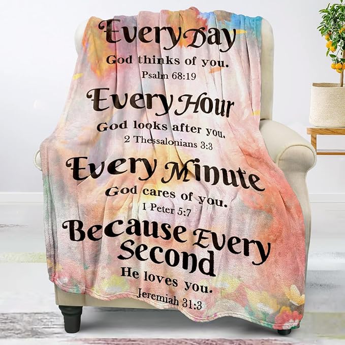 COMFAR Christian Inspirational Soft Throw Blanket - Faith and Spiritual Gift for Women, Men, Adults, Kids - Personalized Religious 50"x 60" Blanket