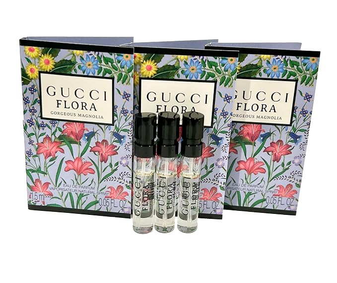 Gucci Flora Gorgeous Magnolia Sample Perfume Women EDP Spray 1.5 ml / 0.05 oz - set of 3