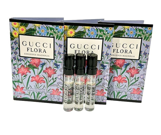 Gucci Flora Gorgeous Magnolia Sample Perfume Women EDP Spray 1.5 ml / 0.05 oz - set of 3