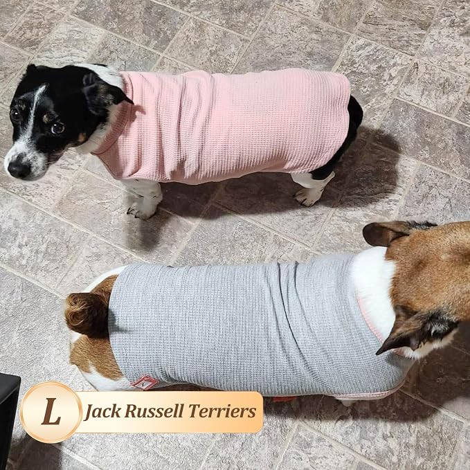 KYEESE 2Pack Dog Shirts Waffle for Small Dogs Stretchy T-Shirts Lightweight Tank Top Sleeveless Dog Vest Breathable, Large, Pink+Grey | Cozy Warmth, Lightweight & Breathable, Gentle on Sensitive Skin, Stretchy & Free to Move, Comfortable Daily Wear