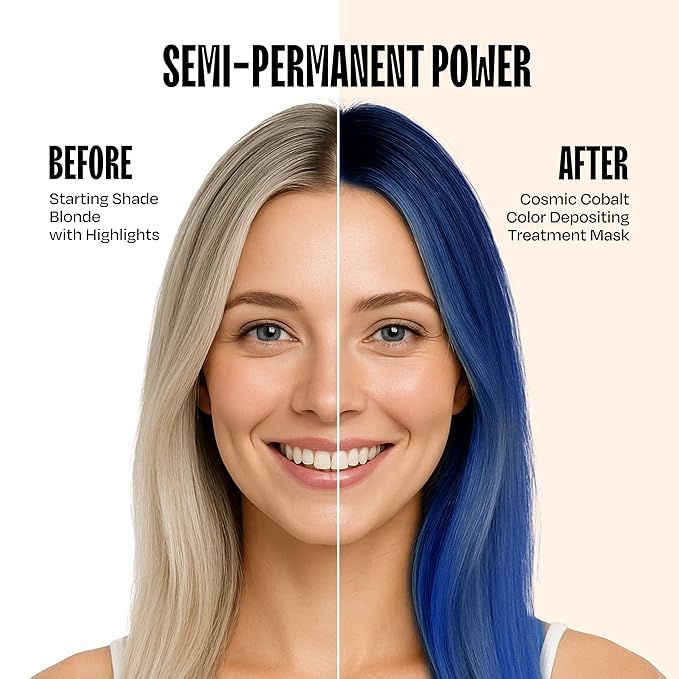 Overtone Semi Permanent Hair Color Conditioner, Cosmic Cobalt, 8 oz, Nourishing, Damage-Free, Color Depositing Mask for All Hair Types with Shea Butter & Coconut Oil, Vegan & Cruelty-Free