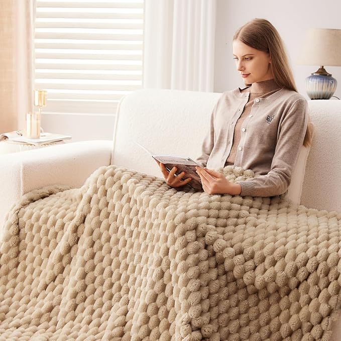 NEWCOSPLAY Fleece Clouds Cozy Throw Blanket for Couch, Brown, 50"x60" | Premium Silky Flannel Blanket, Soft Lightweight Fluffy Throw Blanket for Bed Sofa Decor, Gift for All Season Use