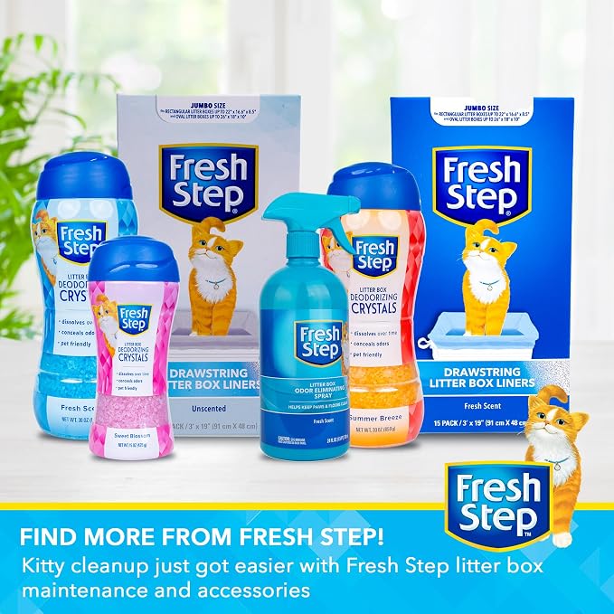 Fresh Step Cat Litter Crystals Deodorizer, Non Toxic Odor Neutralizing Crystals for Litter Boxes that Help Control Smells and Keep Home Areas Fresh, Fresh Scent, 30 Ounce | Non-toxic crystals neutralize odor at the source in any litter box, keeps home ...