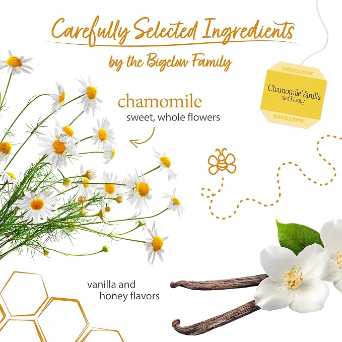 Bigelow Tea Chamomile Vanilla with Honey Herbal Tea, Caffeine Free Tea with Chamomile Vanilla, 20 Count Box (Pack of 6), 120 Total Tea Bags