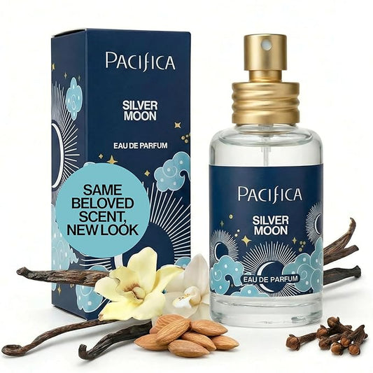 Pacifica Silver Moon Perfume 1oz – Long-Lasting Warm Vanilla & Almond Clean Fragrance for Women Vegan, Cruelty-Free, Essential Oils, Non Toxic