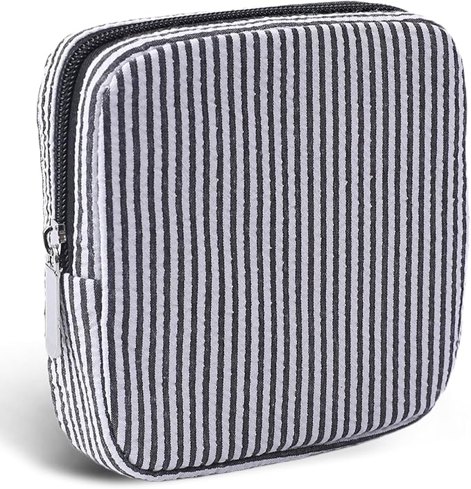 Period Bag for Teen Girls | Striped Sanitary Napkin Storage Bag | Cute Pads Pouch for Period | Menstrual Pouch for Pads, Tampons, Menstrual Cups & Panty Liners | Perfect for Travel & Daily Use