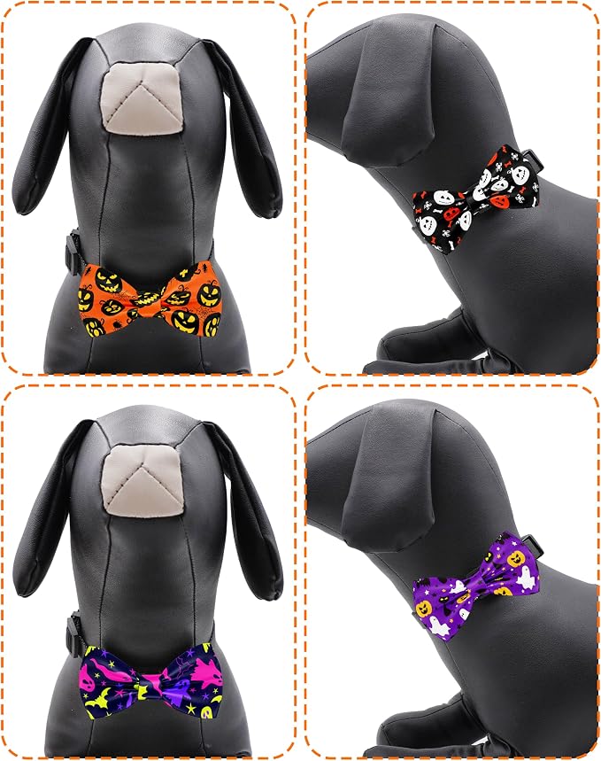 PET SHOW 5 Pack Halloween Dog Bowties for Small Dogs Slide on Collar