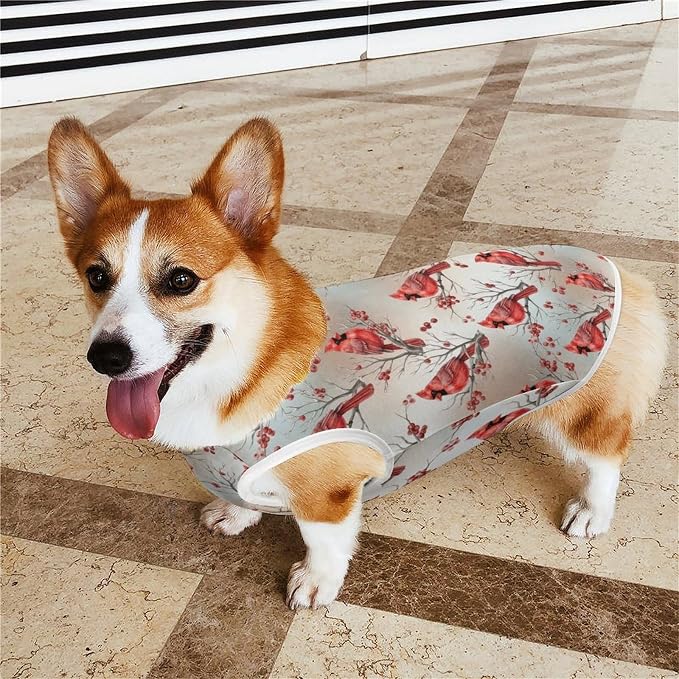 Soft Breathable Clothes Puppy Vest Cat Cute T Shirt Costumes Dog Shirt Red Birds Cardinal