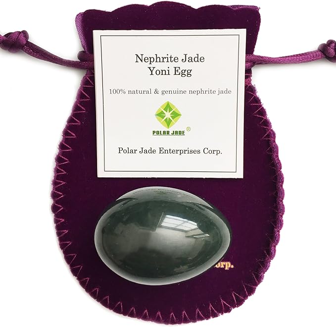 Undrilled Nephrite Jade Stone Egg – Medium Size (43 × 30 mm) | 100% Natural Canadian Jade, Smooth Hand-Polished with Certificate of Authenticity & Velvet Pouch | Polar Jade