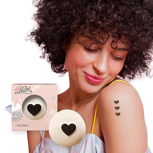 LaDot Temporary Tattoo Stamp– Easy-to-Use Reusable Ceramic Skin Stamp for Creating Custom Temporary Tattoos – Fun Body Art Tool for Parties, Events, and Festivals (Heart, Small)
