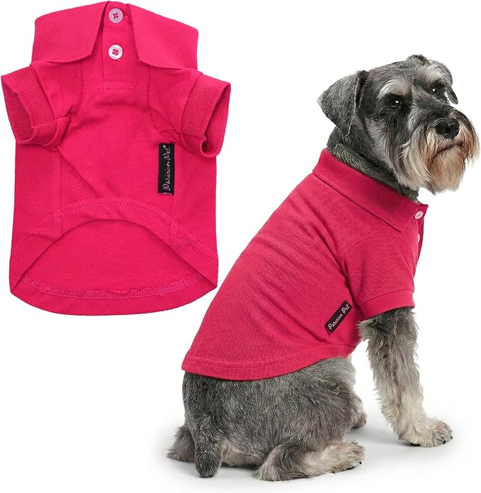 Parisian Pet Dog Polo Shirt – Classic Pink Cotton Pet Apparel with Collar & Buttons - Soft Breathable Puppy T-Shirt - Cute Dog Clothes - Ideal Summer Clothes for Large Dogs - Shirts for Dogs Girl