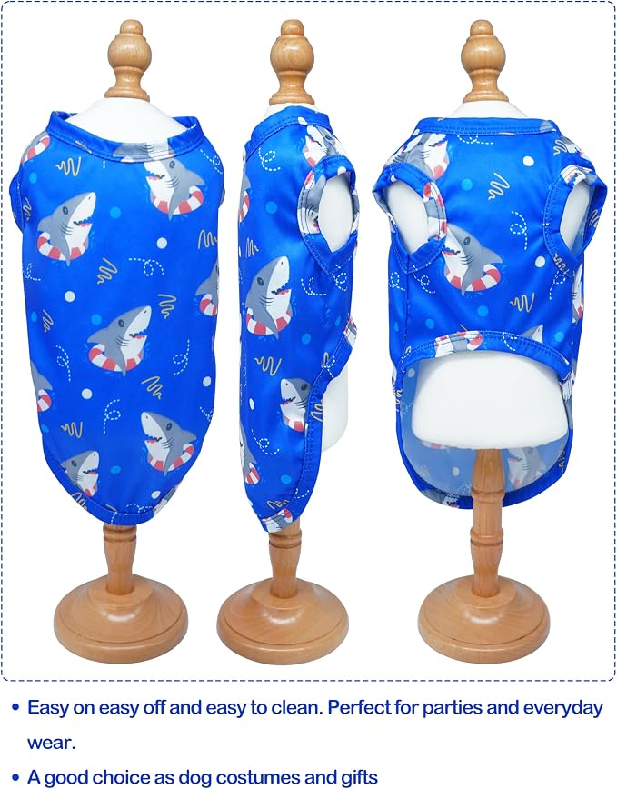 PET SHOW 4 Pack Paw Bone Printed Dog Clothes Shirts Soft Vest Lightweight Sleeveless Cats Doggies T-Shirts Puppies Tank Top Tee for Small Medium Dogs White Black Pink Blue (XX-Large, Blue for Boys)