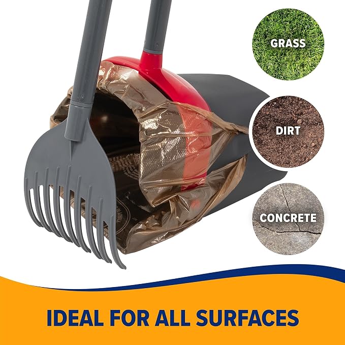 Arm and Hammer Heavy-Duty Dog Pooper Scooper for XL Dogs, Yard Cleanup | Heavy Duty Design Built for XL Dogs and Outdoor Yard Use, Includes an Attached Bag Holder and 2 Waste Bags Included